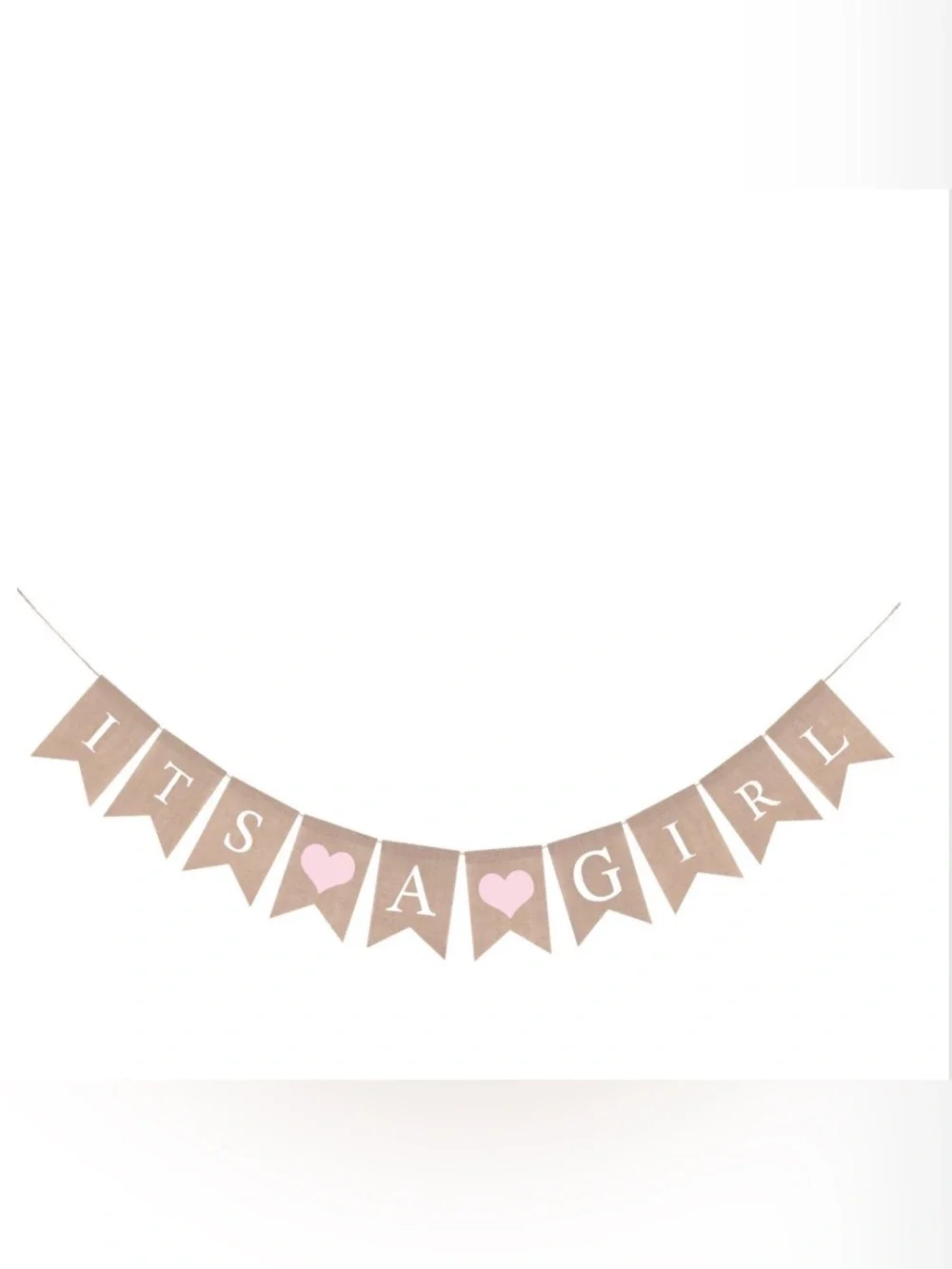 Burlap 'It's a Girl' Banner with Pink Hearts